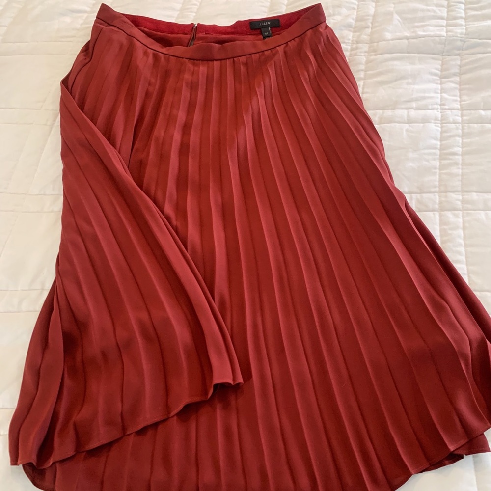 J Crew Pleated Midi Skirt in Vintage Burgundy